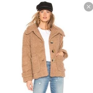 Free People So Soft Cozy Peacoat Teddy/Sherpa in Camel/Brown